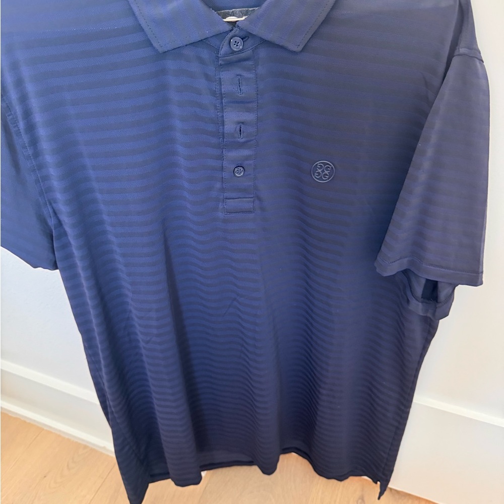 G/FORE Blue Polo Shirt with Subtle Stripes